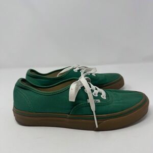 Vans Authentic Gum‎ Sole Green Canvas Lace Up Low Top Sneakers Womens 6
